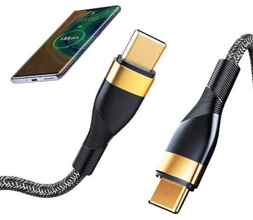 Cavo da USB C a USB C - Cavo di ricarica compatibile, Cavo da USB C a USB C, Cavo da USB C a USB C di alta qualità per telefoni, Cavo di ricarica rapida per computer, Cavo di ricarica rapida per