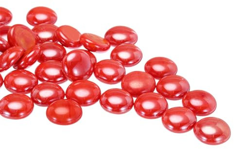 QUARKZMAN Perle Vetro, 36pz Pietre Preziose Vetro Piatto Rosso Chiaro 0,44 Libbre (0,67-0,87) Biglie Vetro Ciottoli per Riempitivi Vasi Decorazioni Acquari Artigianato Fai-da-Te