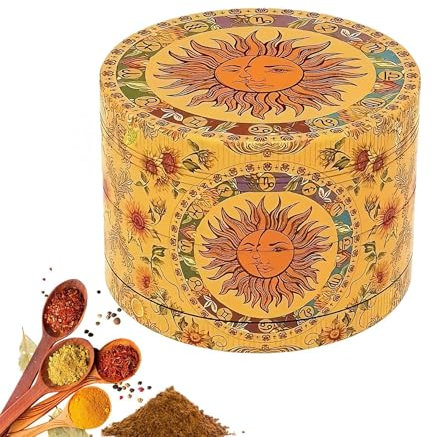 KHDULQ Grinder Molinillos de Especias Grinder Metálico Mini Molinillo Aleación de Ainc Polinizador Grinder Metálico Limpieza 50mm,Grinder Polen Para Hierbas y Especias(Sol)