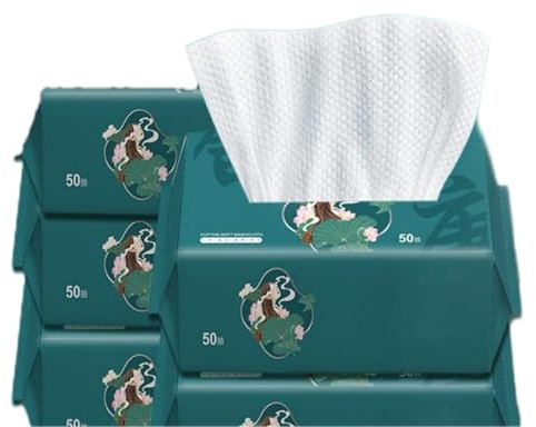 Disposable Facial Towels Pack6 20*20 100% Cotton Dry Wipes, Natural and Biodegradable Beauty Towel, Wet and Dry Makeup Wipes Ideal for All Skin Types (300 Units)