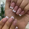 GlamRays Lot de 24 faux ongles French Tip On - Moyens, cœur blanc, style français, longs, carrés, en acrylique