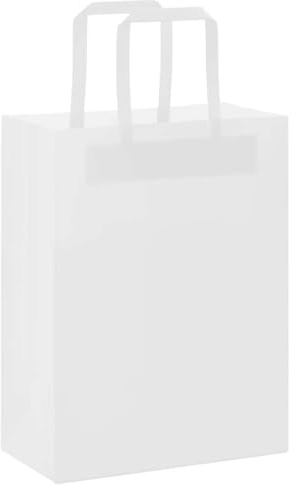 vidaXL Papiertragetaschen 50 Stk., Papiertüten mit Henkeln, Kraftpapiertüten, Geschenktüten für Einkaufen Hochzeiten Verpackungen Partys Geburtstag Weihnachten, Weiß 21x11x28cm