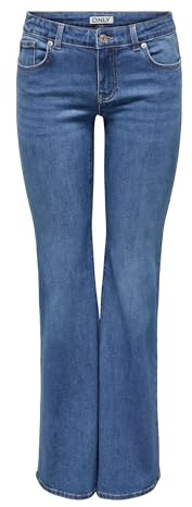 ONLY Onltiger LW Wide MB Flared DNM PIM, Denim Bleu médium, 27W / 32L Femmes