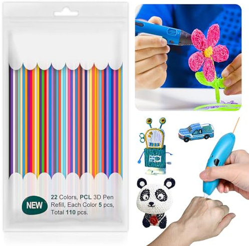 JXAXD 110St 3D-Druck-Filament, Flexibles Kunststofffilament, 2.5 mm Durchmesser, 110 Gramm, 22 Farben, 3D-Stift-Filament, 3D-Drucker Zubehör