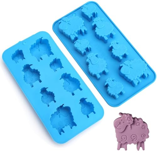 8 Fori Piccola Pecora Stampo per Dolci al Cioccolato, Stampi per Colata in Silicone,Stampo in Silicone Resistente al Gelo e al Calore,Decorazione per Torte Vassoio per Ghiaccio Utensili da Cucina