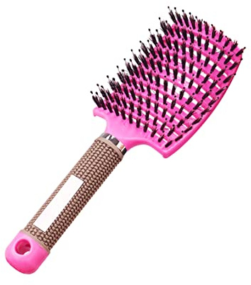 Hårborste Hårborste Skalpmassage Kam Hårborste Bristle & Nylon Kvinnor Våt Curly Detangle Hårborste for Salong Frisör Styling Verktyg Massage Hårkam(Type A Pink)
