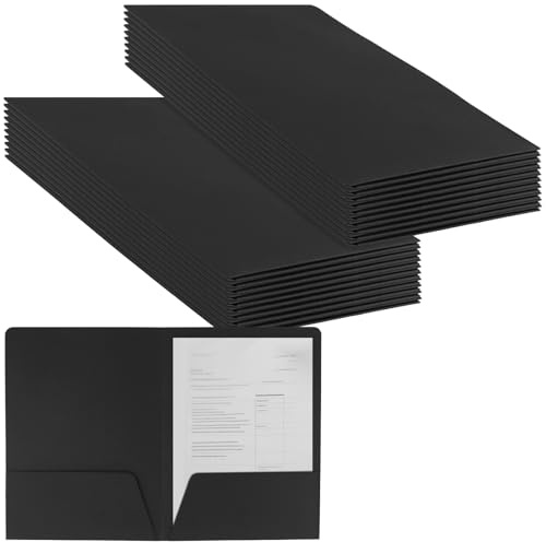 Funsuei 20 stycken presentationsmapp A5-kartong, dokumentmapp kartong svart, kartong mapp för foton, dokument