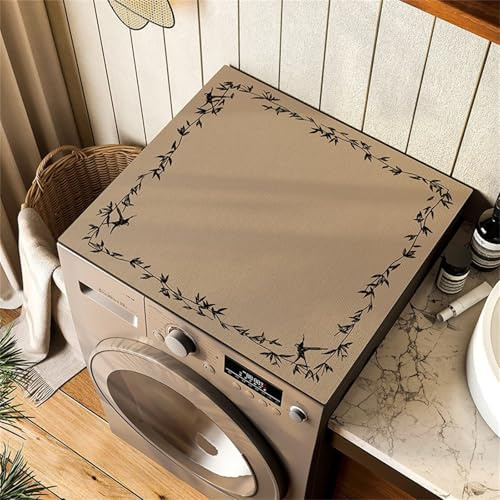 Highdi Housse de Protection pour Machine à Laver Top, Imprimé Kaki Coussin de Machine à Laver Antidérapant, Tapis de Protection pour Dessus Sèche-Linge Buanderie Séchage Rapide (Marron,50x60cm)