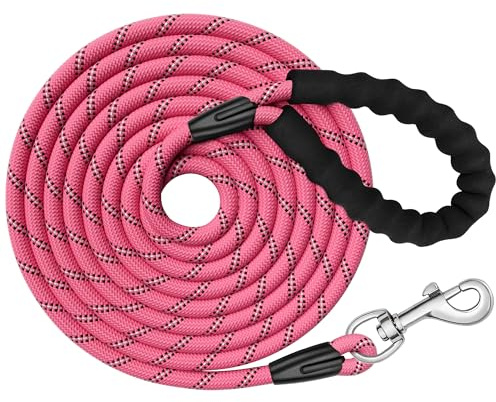 X XBEN Training Leads for Dogs, 10M/33FT Strong Rope Long line Dog Lead Leash with Soft Padded Handle and Heavy Duty Hook, Reflective Recall Training Leads for Large Medium Small Dog,Purple