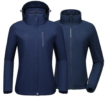 CAMEL CROWN Women's 3-in-1 Waterproof Ski Jacket Windproof Winter Coat Fleece Inner Snow Snowboarding Jacket Outdoor