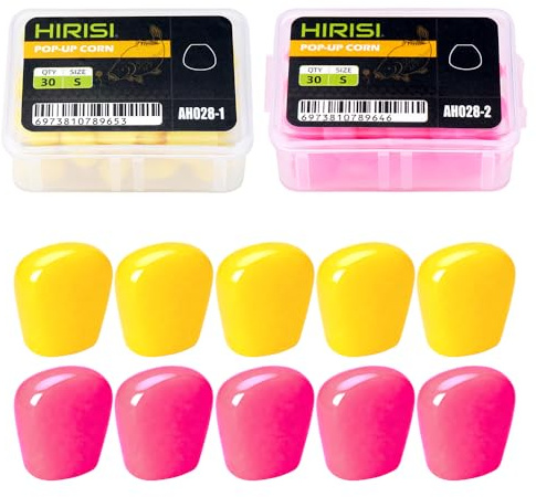 Hirisi Tackle 2 x Kunstmaisköder für Karpfen – 60 Stück – Künstliche Maiskörner als Fischköder – Elastisch, umweltfreundlich & stark lockend – Haltbar, leicht zu verwenden & Nicht klebend