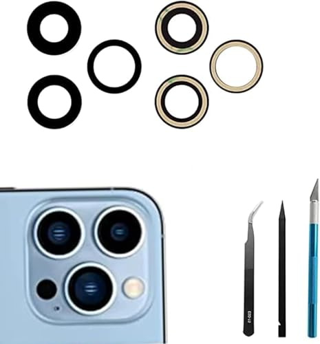 Peixiong Lente di Ricambio per Fotocamera Posteriore Compatibile con iPhone 13 Pro/Max - Antigraffio, impermeabile, con adesivo preinstallato e kit di strumenti di riparazione