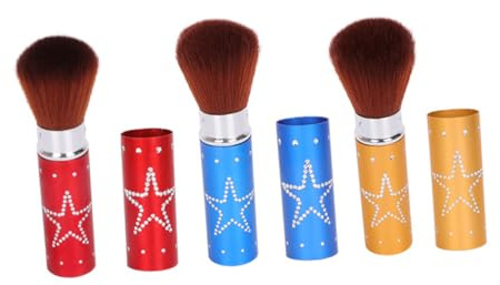 Gogogmee 3 Pièces Lot Pinceaux de Maquillage Retractables Métal pour et Blush Fibres Nylon Portables et Ergonomiques Aléatoires Couleur Aléatoire