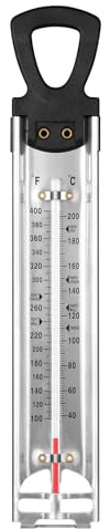 New Candy Thermometer with Pot Clip, Stainless Steel Cooking Thermometer Deep Fry Oil Kitchen Cooking Thermometer with Hanging Hook for Food, Candy Thermometer for Candy Making