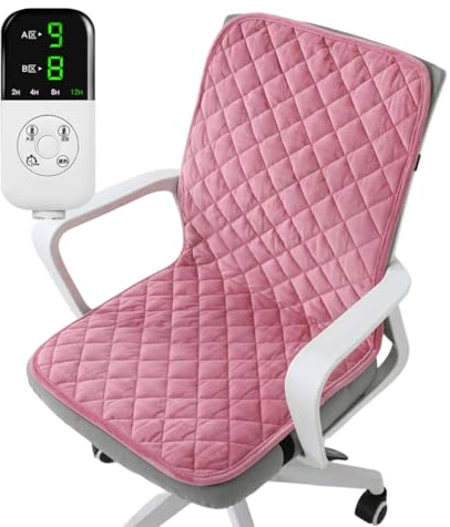 IFIKK 45x90cm Coussin de siège chauffant électrique Chaise de bureau Tapis chauffant Smart Timer Coussin chauffant d'hiver Dossier intégré