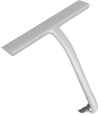 Shower Squeegee - 8 Inch Window Scraper, Black Bathroom Cleaner with Suction Cup | Hooks for Mirror Door Car Streak Free Shower Screen Wiper for Window Cleaning Bathroom, Mirror, Cle