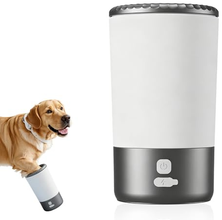 BORDEAG Limpiador de Patas para Perros, Limpiador Patas Perro Eléctrico Portátil, Limpia Patas Perro Recargable con Cepillo de Silicona Suave para Perros, Gatos Grandes