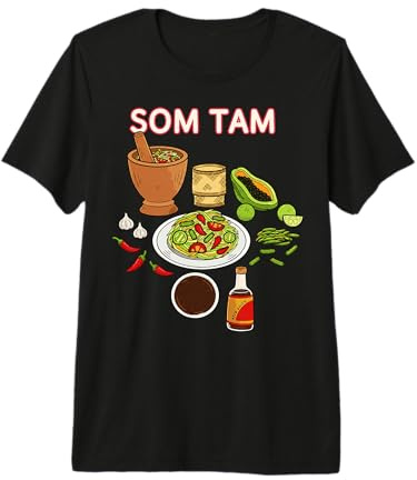 Illustration Culinaire de Salade Som Tam Épicée T-Shirt Haut de Gamme