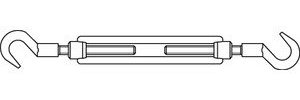 DIN 1480 Stahl SP-HH galvanisch verzinkt Spannschlösser geschmiedet, offene Form, mit 2 Haken - Abmessung: SP HH M16 (1 Stück)