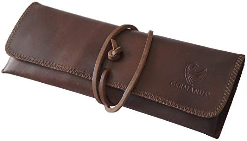 GERMANUS Federmäppchen Strap, Leder - Made in EU (Dunkelbraun)