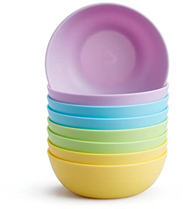 Munchkin Set de Multitazón para Bebé y Niño Pequeño, Set de Tazones Plásticos Brillantes para Niños, Libre de BPA, Tazones Apilables para Bebés, Set de 8