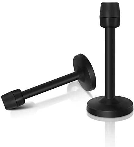 Türstopper, schwarz, massiver starrer Türstopper ohne Geruch, Gummi-Spitze, 9–7/25,4 cm, strapazierfähiger Gummi, gebürstetes Satin-Nickel-Türstopper für Wand- und Türschutz 2pack