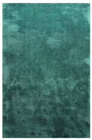 Homie Living Pisa getufteter Teppich, 70 x 140 cm, smaragd grün | Läufer, kuschelig weich und sehr flauschig, Hochflor, Shaggy bestens geeignet für Wohnzimmer, Flur, Schlafzimmer