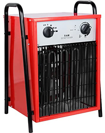 VA-Cerulean Elektroheizer 9KW,400V Industrielle Energie,Bauheizer Heizlüfter mit Überlastschutz,Tragbar Elektrisch Thermostat,Heizgerät für Garage,Baustelle