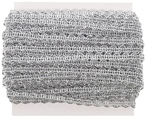 Spitzenband Selbstklebend 10 m geflochtenes Muster, bunt, zum von Kleidung, Besatz für Bastelarbeiten, Kleidung, Geschenkverpackungen, Party, Dekoration (Silber) Zackenlitze