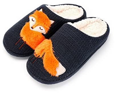 AONETIGER Zapatillas Casa Mujer Felpa Mujer Hombre 39/40EU,Zorro Naranja