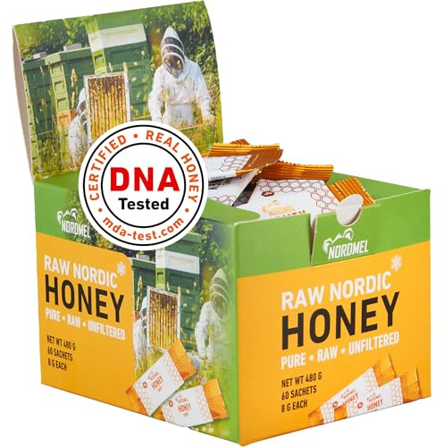 Soft Honey Sachets, Box of 60-8g Per Sachet - Crystallized, Pure, Natural, Unpasteurised, Unfiltered by Nordmel