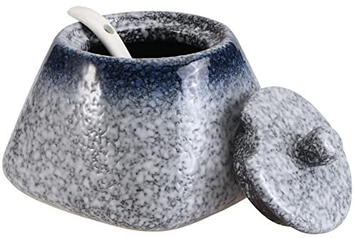 Luxshiny Zuckerschüssel Gewürzflasche Aus Keramik Essigtopf Zuckerdose Mit Deckel Gewürzdosen Mit Deckel Zuckerbehälter Aus Keramik Würfelzucker Für Tee Keramikgewürzglas Kombipaket Salz