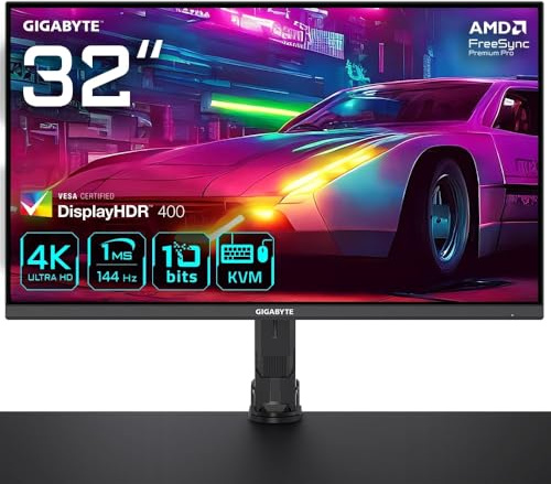 Gigabyte M32U 31.5 4K UHD Arm Edition Gaming Monitor - 3840 x 2160, 144Hz, 1ms, 350 cd/m², FreeSync Premium Pro, Display HDR400, HDMI 2.1, DisplayPort 1.4
