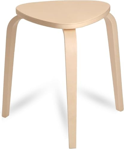 home stuff KYRRE Stacking Bar Stool Durable & Easy Wooden Stools, Solid Wood Stackable Tripod Stools, Space Saving, Breakfast & Dining Chair for Home, Living Room, Kitchen & Office, 42x45 CM (Birch)