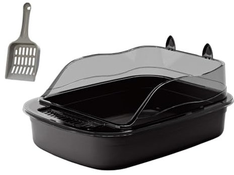 Large High-Sided Cat Litter Box - Sandbox Container, Toilet, Black