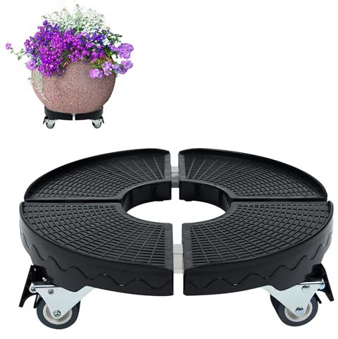 CEEDIR Rodillo para plantas, diámetro 39-52 mm, ajustable, con ruedas giratorias, ayuda de transporte para plantas, color negro