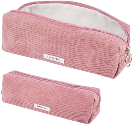 Federmäppchen, Mäppchen Cord-Stoff, Schlamppermäppchen Damen, Federmäppchen Mädchen, Federtasche Stiftetasche Stiftemappe, Pencil Case, Cord Federtasche für Mädchen Teenager Schule, Büro (Rosa)