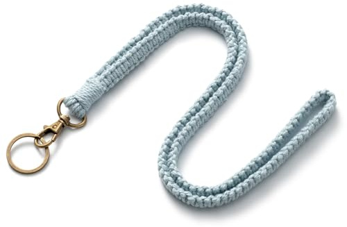 Schlüsselanhänger Schlüsselband Baumwollschnur Lanyard Rose | Makramee-Stil mit Schlüsselring, Länge: 47 cm. Ideal zum Befestigen von Ausweishalter Schlüssel und Kleinen Zubehör