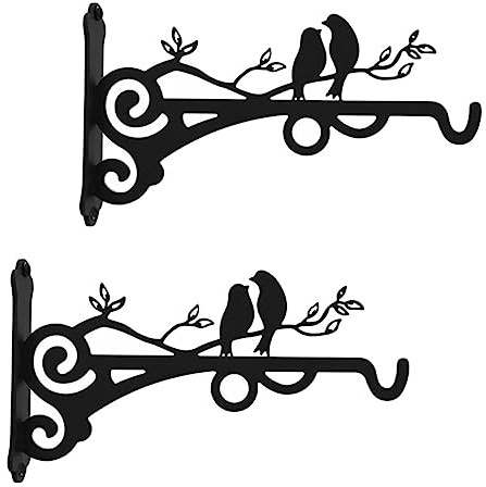 HYTROVE 2 Ganchos de Pared para Macetas Pared de Hierro Negro, Resistentes y Anticorrosión, para Balcones y Cestas Decorativas, 2 Piezas