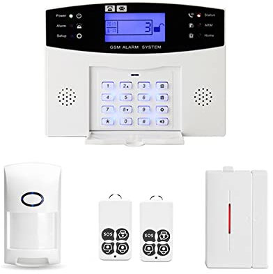 Kit Alarma Casa, GSM Sistema de alarma inalámbrico Alarma de ladrillo de inicio inteligente Pir Sensor de humo con botones de funcionamiento de 105db Treble Siren(E5PCS)