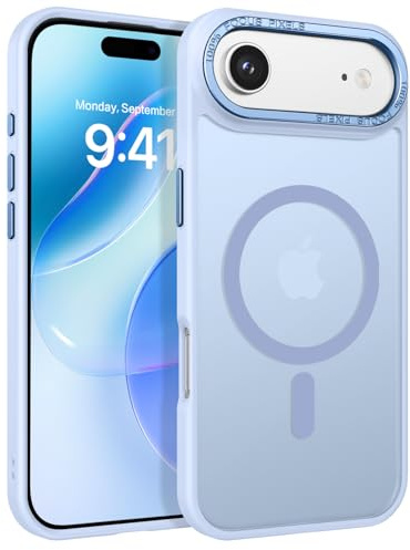 BENTOBEN Coque pour iPhone Air 2025, Magnétique Case Compatible avec MagSafe, Case de Protection Antichoc Complète,Étui Dos Translucide Anti Rayures Housse Homme Femme pour iPhone Air 6.5-Bleu Ciel