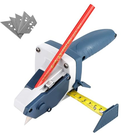 TRUTOPWAY Gypsum Board Cutting Tool, with Measurement Scale, Carpenter Pencil, and 5 Blades - Professional Drywall Cutting Tools for Cardboard, Hardie Board, and Ceiling Tiles