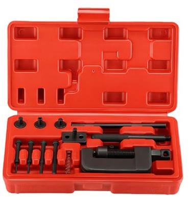 Crozgan 13 Pcs Motorcycle Chain Breaker Link Riveting Tool Set | Heavy duty cutting rivet tool kit; professional chain links pin press maintenance set for 35 to 630 chains