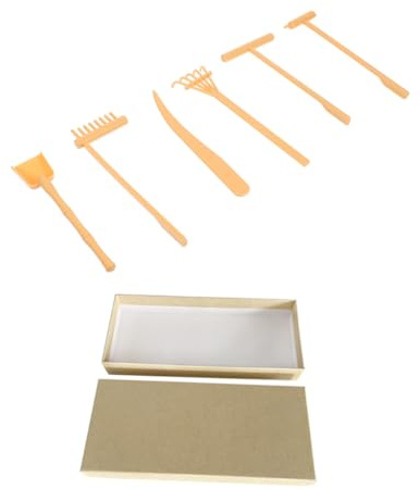 Parliky Râteau Jardin Zen Jaune avec Boîte Outils de Ratissage Sable Décoratifs pour Bac à Sable Design Créatif et Lisse pour Décoration Zen et Art Jardinage