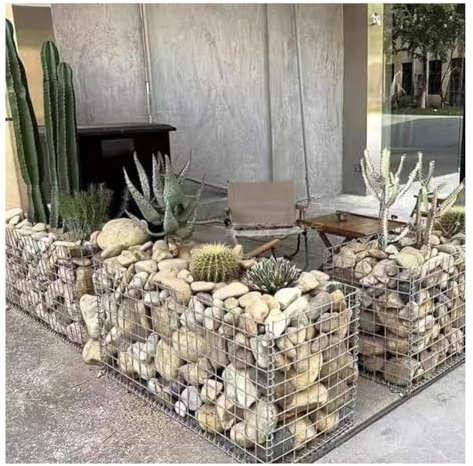 Gabbione modulare rialzato, filo di acciaio zincato, rete da 5,1 cm, fioriera da parete in pietra, decorazione da giardino (1 x 0,5 x 0,5 m)