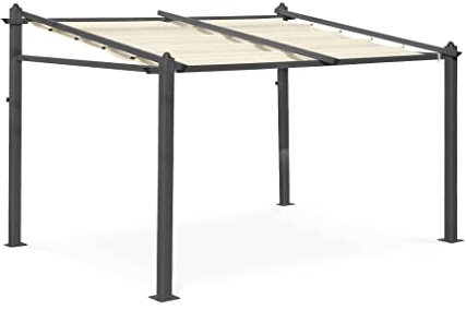 Alice's Garden - Pergola Murale en Aluminium - Murum 3x4m - Tonnelle Toile Ecru