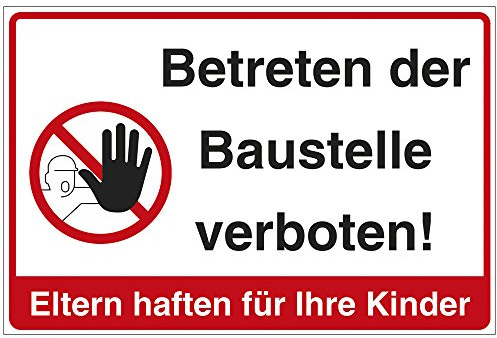 Schild Betreten der Baustelle verboten, PVC-Hartschaum, 300x200 mm | 3 mm stark, wetterfest, in mehreren Sprachen