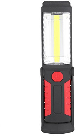 Lumière de Travail de l'ÉPI, 3W Rechargeable LED Lampe de Travail de Camping Lampe d'urgence avec Support Magnétique 180 Degrés Torche de Rotation Lumière USB (Rouge)