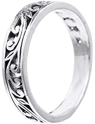 Windalf Schmaler Elfen Ring LUCIA 4 mm Ornamentik Vintage Midi-Ring Silber-Ring 925 Sterlingsilber