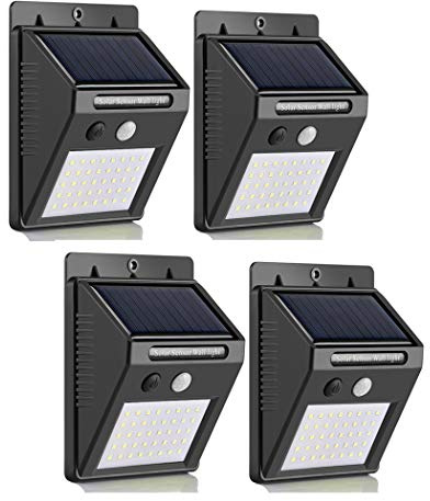 Lampe Solaire Extérieur Jardin,40 LED éclairage Solaire Extérieur avec Détecteur de Mouvement étanche sans Fil LED Sécurité Lumière Solaire Puissant 3 Modes Intelligentes Luminaire Patio(4PACK)